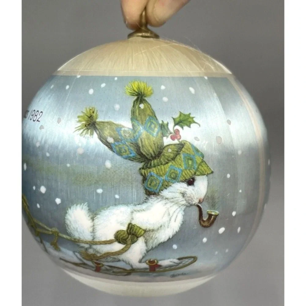 1982 Hallmark‎ GRANDSON Satin Christmas Ornament in Box Unbreakable